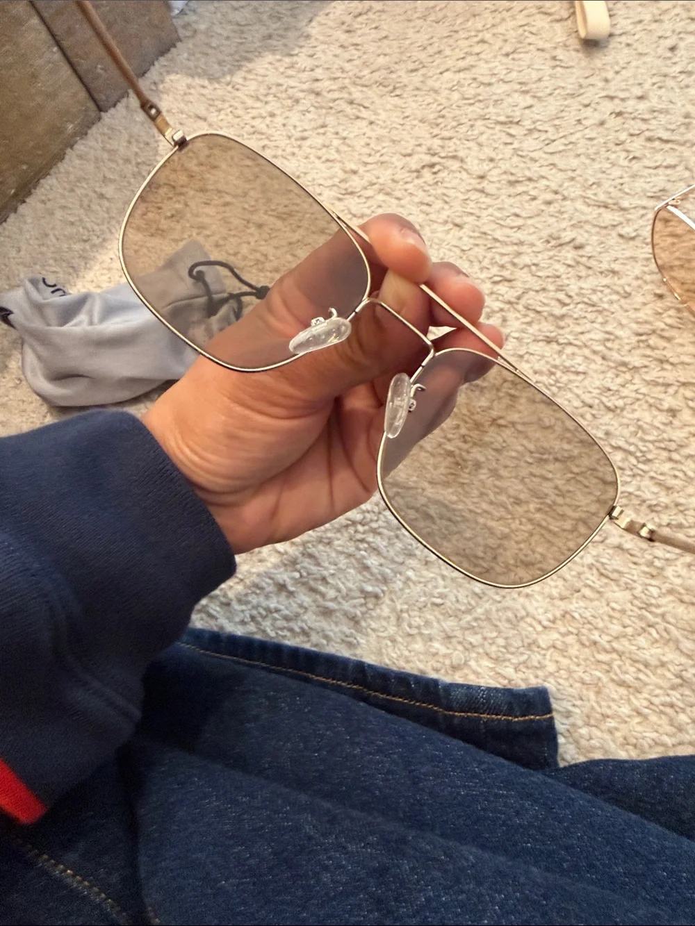 Uniqlo Gold-Frame Sunglasses with Brown Lenses